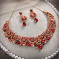 Elegant Bridal Wedding Red Phoenix Alloy Rhinestone Crystal Necklace Earrings Jewellery Set