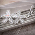 Elegant Wedding Headdress Jewelry By hand Lace Flower Crystal Bridal Headband Hair Accessories