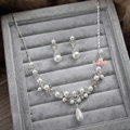 Elegant Wedding Jewellery Freshwater Pearl Crystal Rhinestone Bridal Necklace Earrings Sets