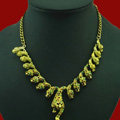 Europe Fashion Exaggeration Women Gold-plated Punk Metal Diamond Cheetahs Bib Necklace Clavicle Chain