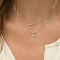 European Fashion Simple Women Double layer Letter U Rhinestone Gold-plated Necklace Clavicle Chain