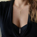 European Fashion Simple Women Long Metal Bar Gold-plated Necklace Clavicle Chain