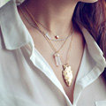 European Fashion Women Multi layer Gold-plated Cross Irregular Metal Pendant Necklace Clavicle Chain