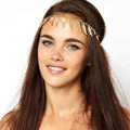 Fashion Retro Woman Alloy Angel wings Feather Tassel Chain Elastic Headband Hair Band Accessories
