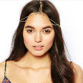 Fashion Woman Multilayer Delicate Stars Tassel Chain Gold Plated Alloy Punk Hair Headband Accessories
