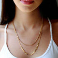 Hot High quality Fashion Women Double layer Metal Sequins Gold-plated Necklace Clavicle Chain