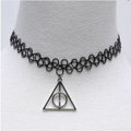 Hot sale Fashion Women Metal Harry Porter Triangle Elastic Tattoo Choker Necklace Clavicle Chain