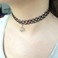 Hot sale Fashion Women Metal Peace Symbol Elastic Tattoo Choker Necklace Clavicle Chain