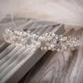 Luxury Wedding Rhinestone Pearl By hand Crystal Beads Flower Tiaras Bridal Crown Hair Accessories