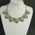 New Women Fashionable Exaggeration Gem Multi layer Pearl Flower Crystal Bib Necklace Clavicle Chain