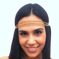 Retro Classic Woman Gold Plated Alloy Five Metal Chain Multilayer Headband Hair Band Accessories