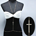 Simple Alloy Gold Plated Body Chain Diamond Cross Bodychain Delicate Bikini Chain Necklace
