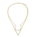 Unique Fashion Women Double layer Golden Gold-plated Geometry Triangular Necklace Clavicle Chain