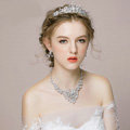 Vintage Wedding Bridal Jewelry Alloy Phoenix Rhinestone Crystal Beads Tiaras Necklace Earrings Set