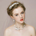 Vintage Wedding Bridal Jewelry Pearl Flower Rhinestone Crystal Bead Tiaras Necklace Earrings Set