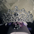 18K White Gold Plated Vintage Rhinestone Bridal Tiara Wedding Hair Accessories Crystal Pageant Crowns