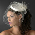 Beautiful White/ Ivory Birdcage Bridal Flower Feathers Fascinator Bride Wedding Hats Face Veils