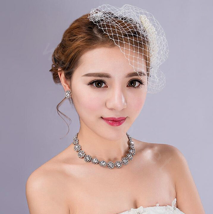 Buy Wholesale Sweety Bowknot Pearl Beads Gauze Bridal Fascinator ...