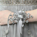 Customized Vintage Wedding Dress Handmade Beaded Crystal Flower Bracelet Bridal Wristlet Accessories