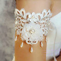 Elegant Pearl Rhinestone Lace Flower Bridal Armlet Wedding Party Perform Bracelet Arm Chain Accessories