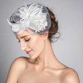 European Crystal Gauze Bridal Feather Fascinator Hair Accessories Wedding Dress Prom Hat Face Veils