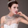 European Extreme Luxury Crystal Tassel Bridal Necklace Rhinestone Shoulder Chain Wedding Party Jewelry