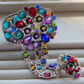 European Retro Multicolour Rhinestone Flower Bridal Bracelet Wedding Dress Crystal Bangle Chain Jewelry