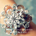 Fashion Large Rhinestone Flower Bridal Wrap Bracelet Wedding Stage Dress Crystal Bangle Chain Jewelry