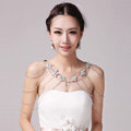 Fashion Sweety Flower Crystal Bridal Necklace Chain Rhinestone Shoulder Strap Wedding Jewelry