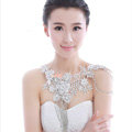 Gorgeous Bride Wedding Lace Flower Tassel Crystal Shawl Rhinestone Bridal Shoulder Chain Jewelry