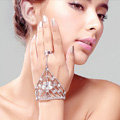 Gorgeous Rhinestone Flower Bridal Wrap Bracelet Wedding Show Dress Crystal Bangle Chain Jewelry