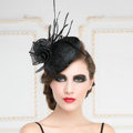 New Fashion British Black Flax Yarn Bridal Flower Feathers Fascinator Wedding Dress Prom Hat