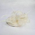 New Fashion British White Flax Yarn Bridal Flower Feathers Fascinator Wedding Dress Prom Hat