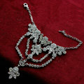 Newest Rhinestone Flower Bridal Wrap Bracelet Wedding Show Dress Crystal Bangle Chain Jewelry