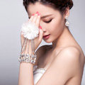 Princess Delicate Lace Flower Rhinestone Bracelet Bridal Wedding Dangle Hand Chain Accessories