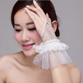 Princess Folds Lace Flower Bridal Wristlet Wedding Dress Rhinestone Pearl Bracelet Chain Accessories