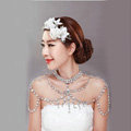 Retro Queen Heart Crystal Bridal Necklace Rhinestone Large Shoulder Body Chain Wedding Jewelry