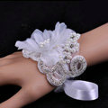 Vintage Romantic Rhinestone Pearl Lace Flower Bridal Wristlet Wedding Dress Perform Bracelet Accessories