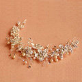 Elegant Bridal Sliver Pearl Crystal Flower Wedding Headpiece Women Soft Hair Vine Accessories