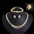 Exaggerated Punk Leopard Woman Jewelry Sets Crystal Gold Plated Party Necklace Earrings Bracelet Ring 4pcs/set