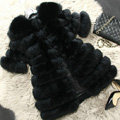 Extre Luxury Genuine Real Whole Fox Fur Coats Fashion Women Medium-long Fur Outerwear - Black