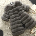 Extre Luxury Genuine Real Whole Fox Fur Coats Fashion Women Medium-long Fur Outerwear - Grey