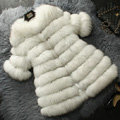 Extre Luxury Genuine Real Whole Fox Fur Coats Fashion Women Medium-long Fur Outerwear - White