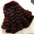 Extre Luxury Genuine Real Whole Fox Fur Coats Fashion Women Medium-long Fur Outerwear - Wine Red