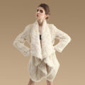 Fashion Natural Rabbit Fur Jacket Women Knitted Irregular Winter Warm Fur Coats - Beige