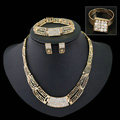 Fashion Women Punk Jewelry Sets Gold Plated Party Crystal Necklace Earrings Bracelet Ring 4pcs