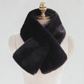 Fashion Simple Faux Mink Fur Scarf Winter Warm Mink Fur Collar Women Short Cross Fur Muffler - Black