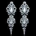 Gorgeous Chandelier Crystal Bridal Earrings White K Plated Long Earrings for Women