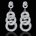 Gorgeous Retro Design Bridal Accessories Silver Plated Brincos Fashion Circle Long Earrings For Women