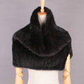 Gorgeous Winter Women Knitted Genuine Mink Fur Shawl Scarf Thick Fur Collars Wraps - Black